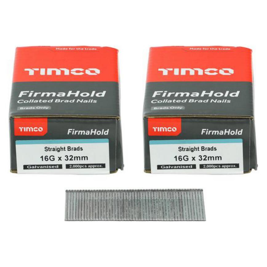 TIMCO FirmaHold 16ga x 32mm Galvanised Straight Brad Nails Pack of 4000