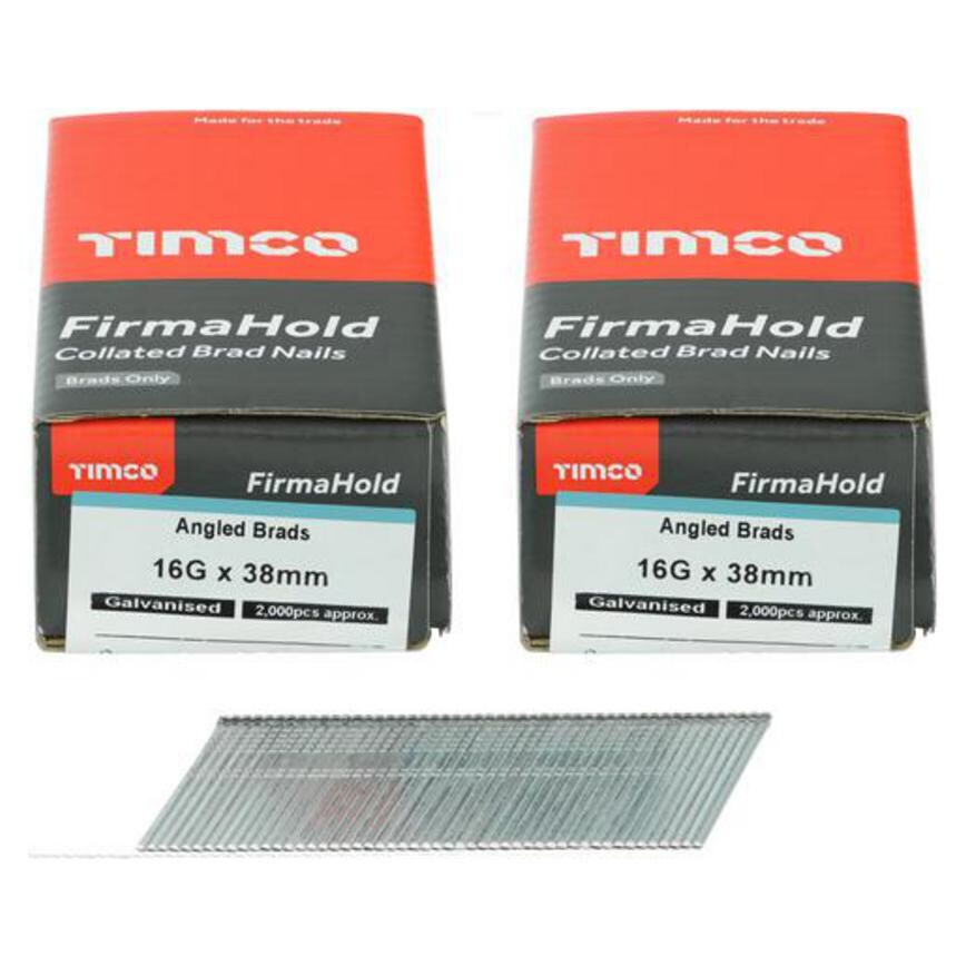 TIMCO FirmaHold 16ga x 38mm Galvanised Angled Brad Nails Pack of 4000
