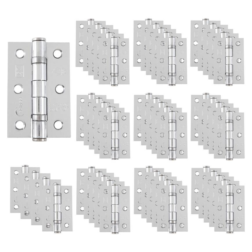 Eclipse Polished Chrome 76mm x 51mm Light Duty Grade 7 Ball Bearing Fire Rated Butt Hinge Pack of 50