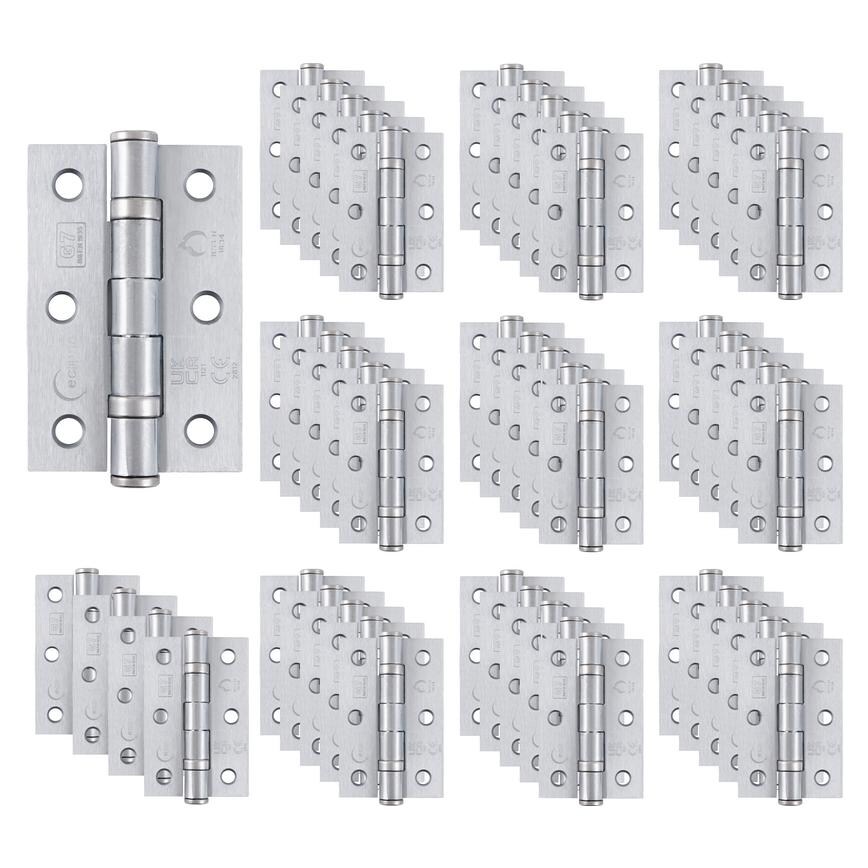 Eclipse Satin Chrome 76mm x 51mm Light Duty Grade 7 Ball Bearing Fire Rated Butt Hinge Pack of 50