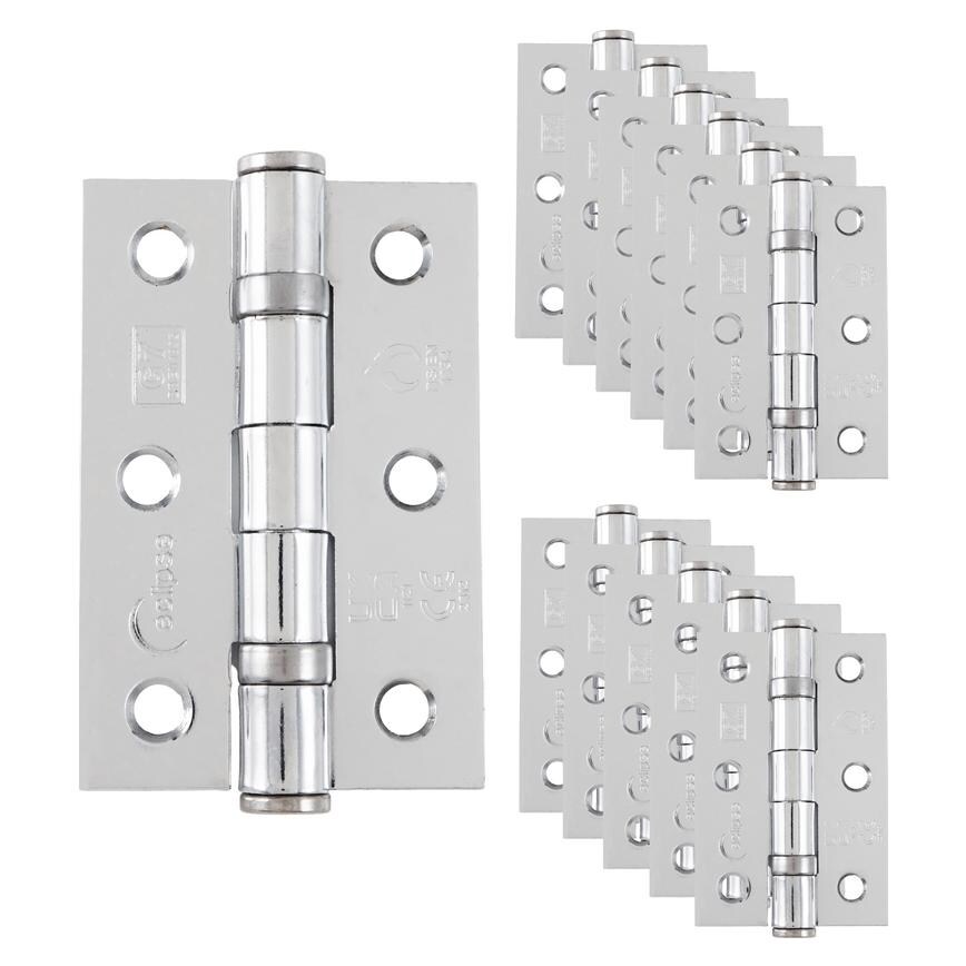 Eclipse Polished Chrome 76mm x 51mm Light Duty Grade 7 Ball Bearing Fire Rated Butt Hinge Pack of 12
