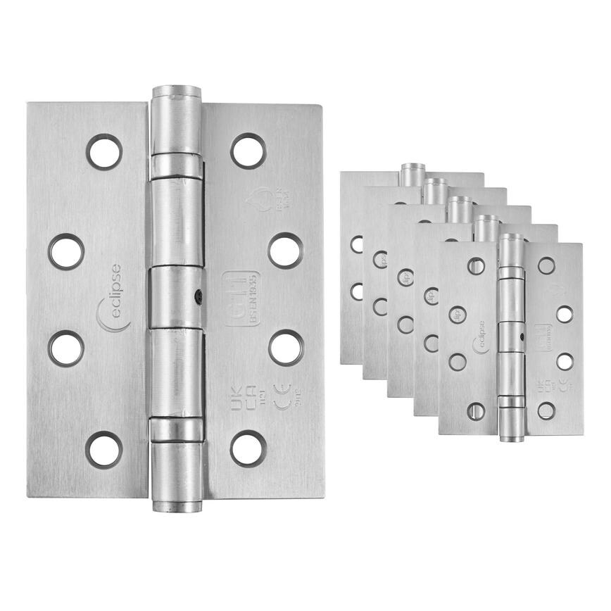 Eclipse Satin Chrome 102mm x 76mm Heavy Duty Grade 11 Ball Bearing Fire Rated Butt Hinge Pack of 6