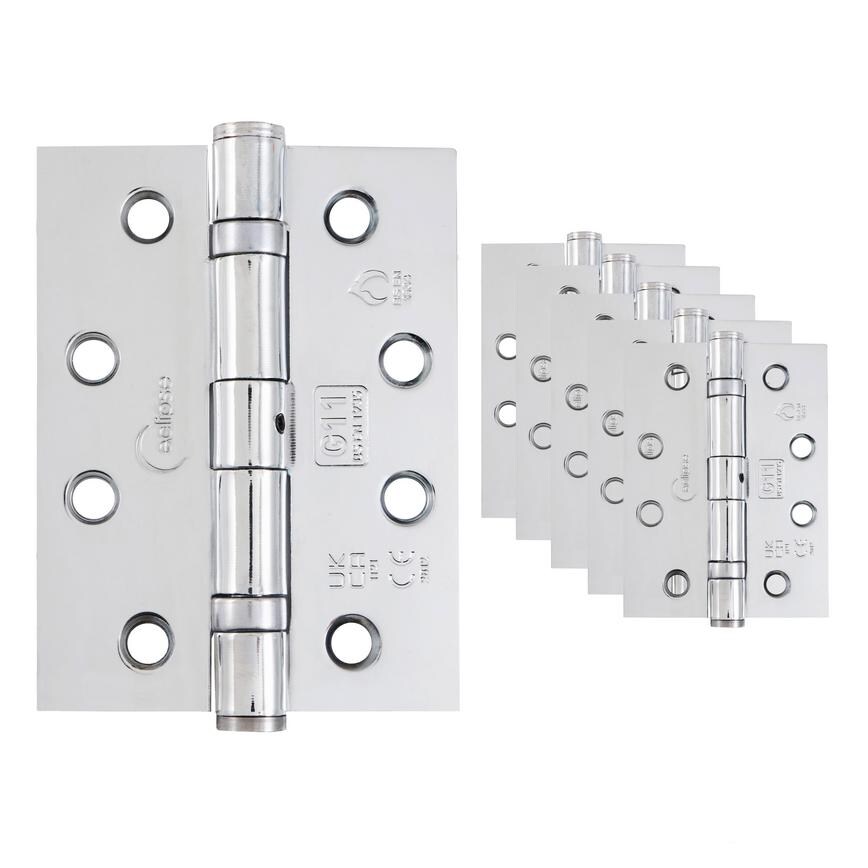 Eclipse Polished Chrome 102mm x 76mm Heavy Duty Grade 11 Ball Bearing Fire Rated Butt Hinge Pack of 6