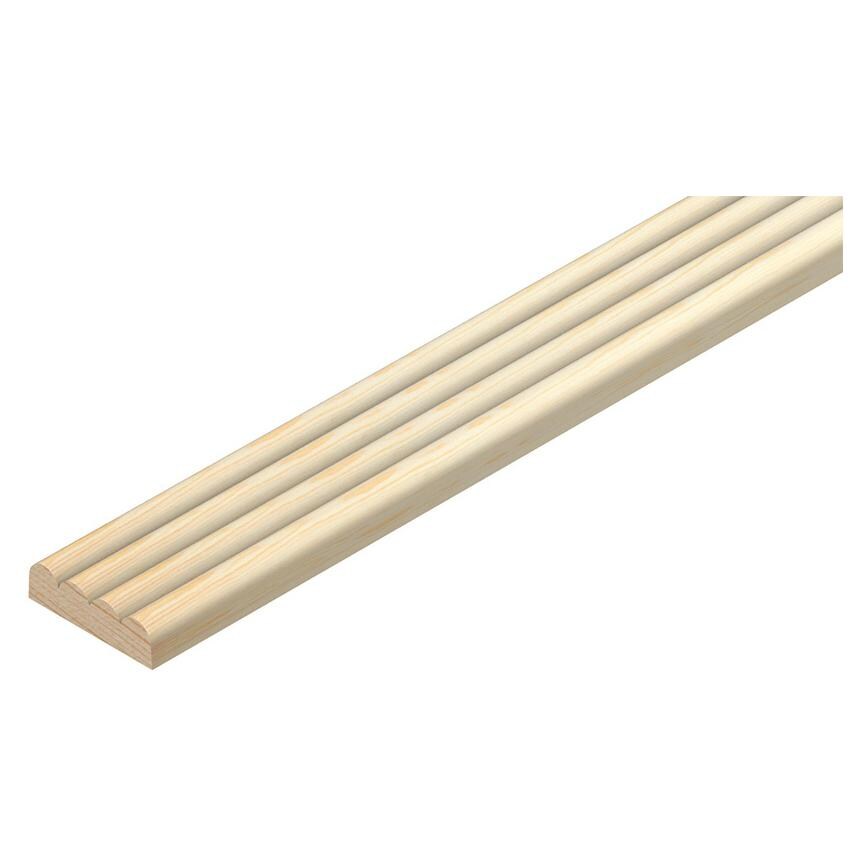 Cheshire Mouldings 2.4m x 34mm x 6mm Softwood Reeded Decorative Moulding Pack of 5