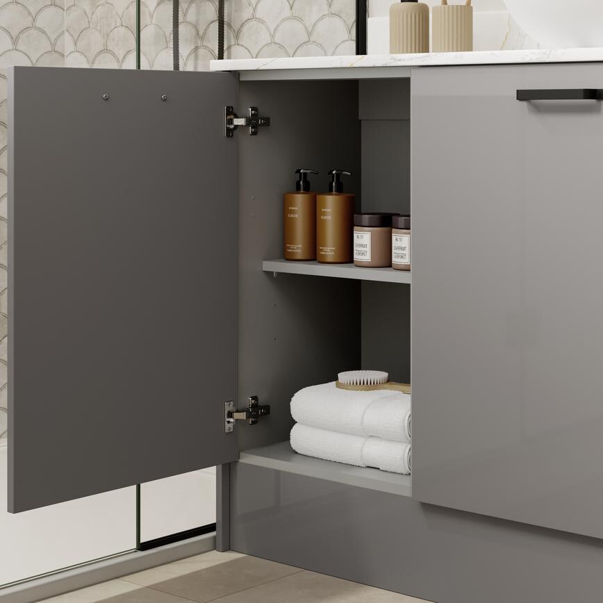 Greenwich Gloss Slate Grey Bathroom Base Cabinet