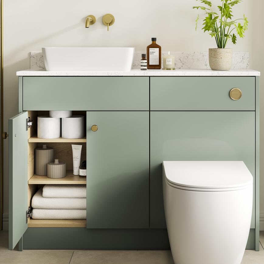 Greenwich Gloss ReedGreen Bathroom BaseCabinet