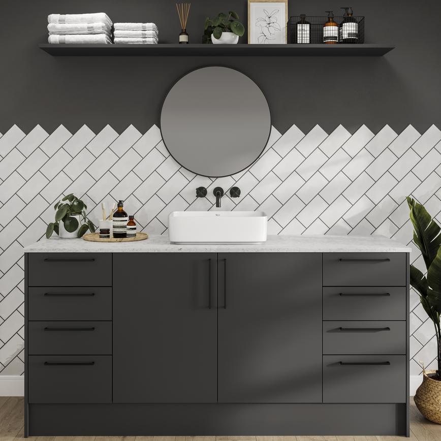 Hockley Super Matt Charcoal Bathroom - Head on cameo
