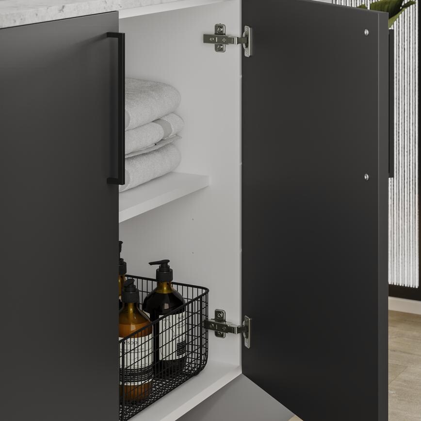 Hockley Super Matt Charcoal Bathroom - In cabinet cameo