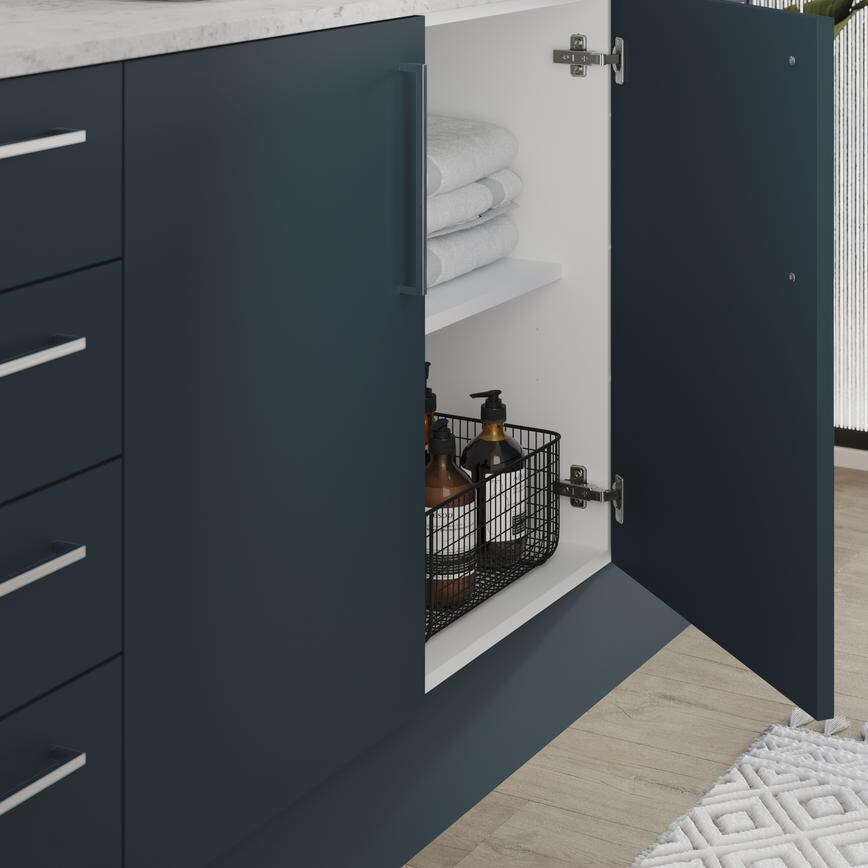 Hockley Super Matt Marine Blue Open Cabinet Bathroom Cameo