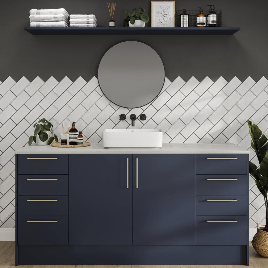 Hockley Super Matt Navy Bathroom - Head On