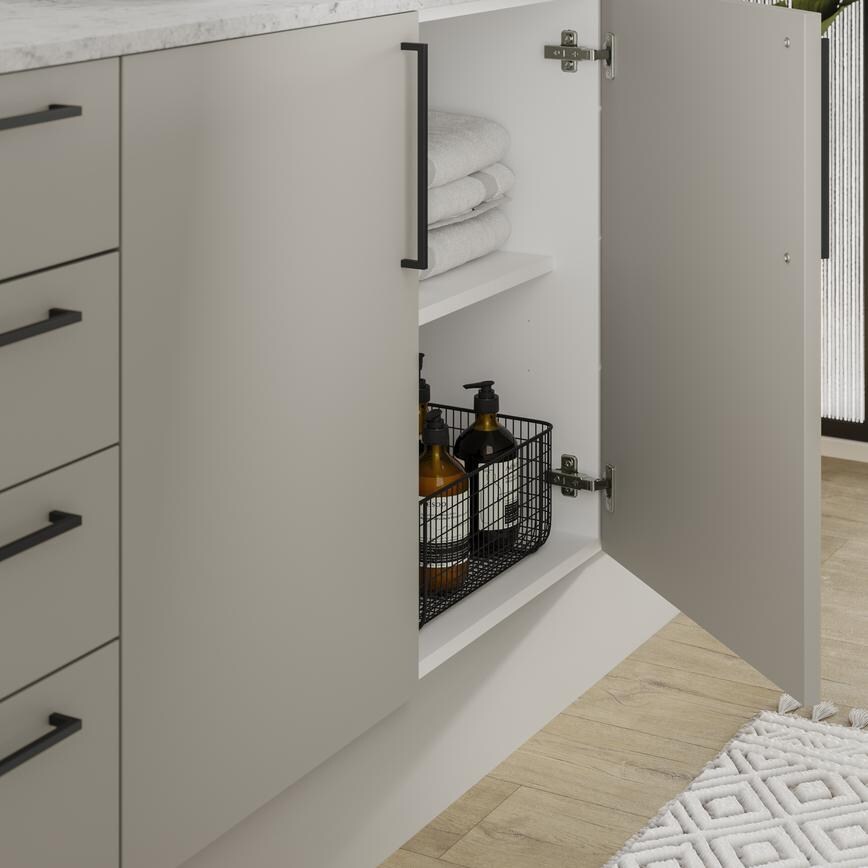 Hockley Super Matt Sandstone Bathroom Door Open