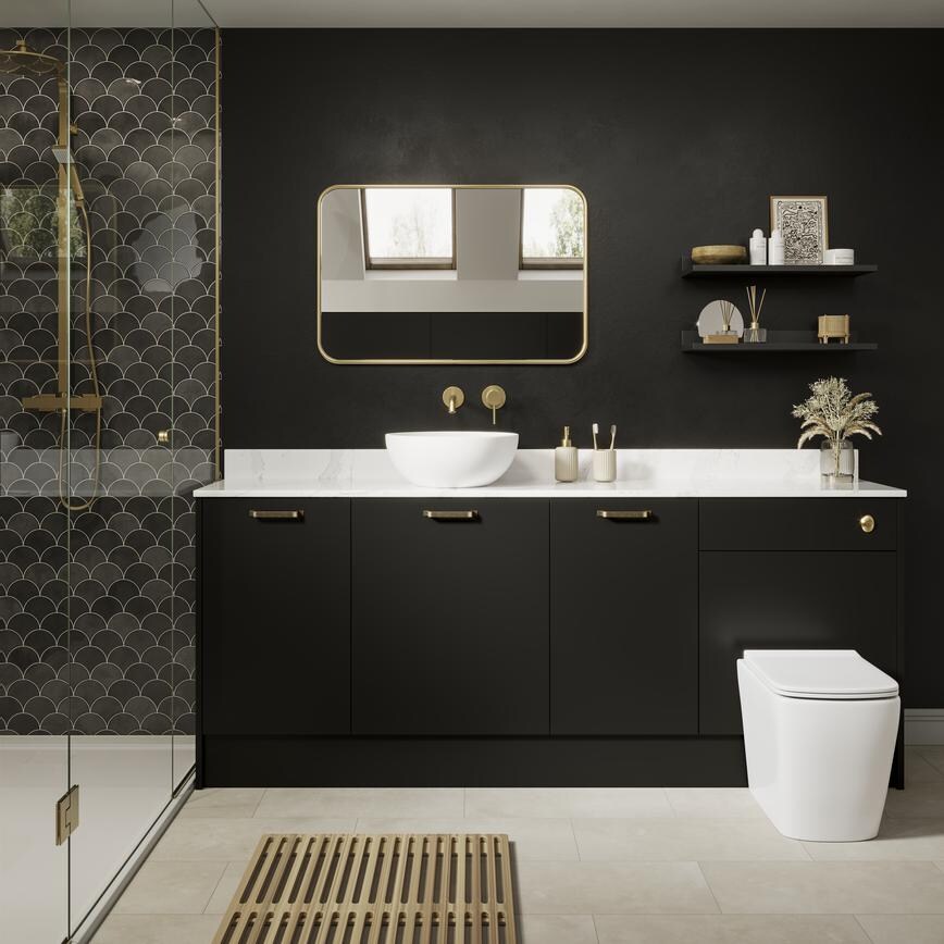 Hockley Super Matt Black Bathroom Front View