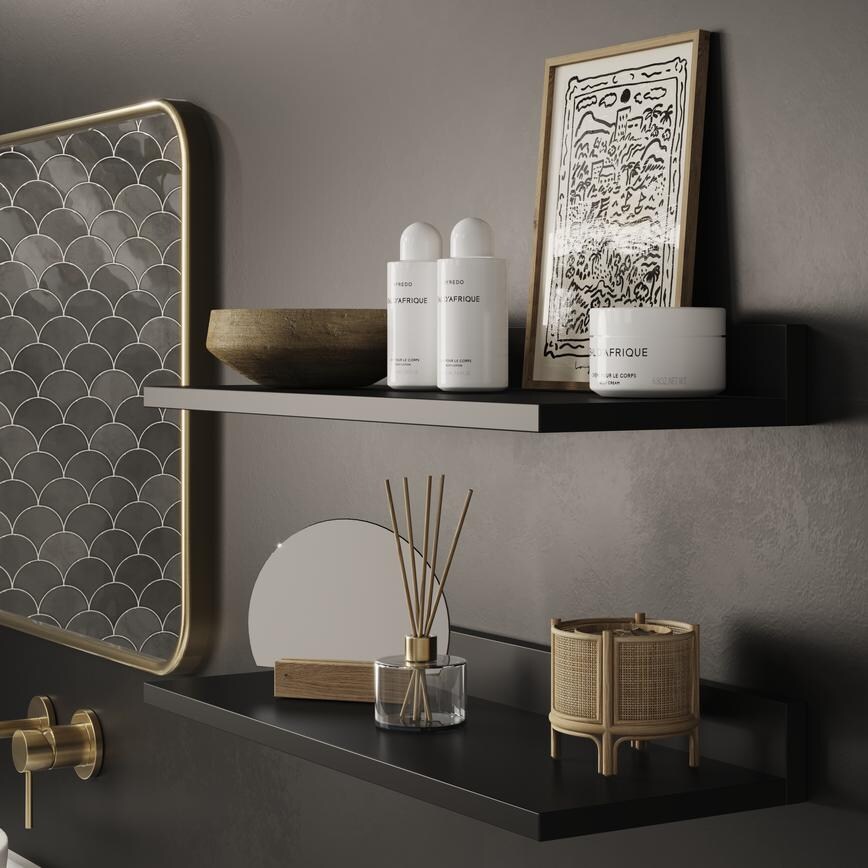 Hockley Super Matt Black Bathroom Shelves