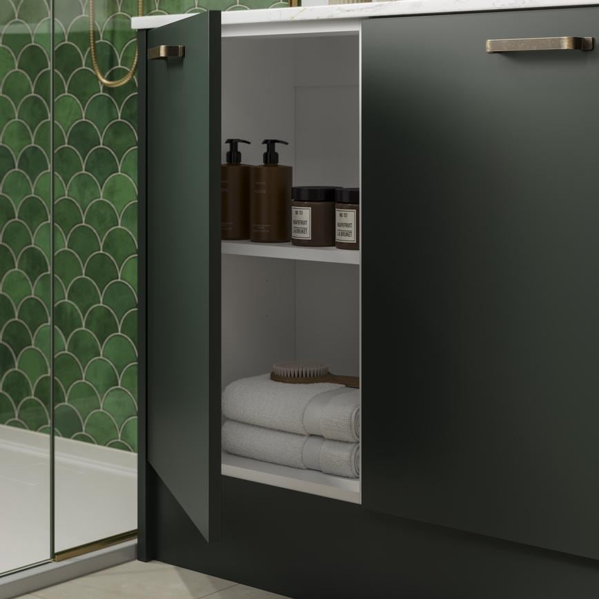 Hockley SM Fir Green Bathroom Open Cabinet