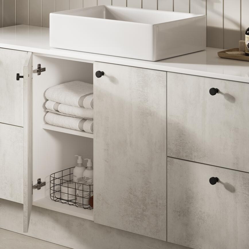 Hockley Textures White Stone Open Cabinet