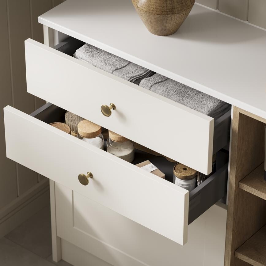 Frome Porcelain Bathroom Open Drawers