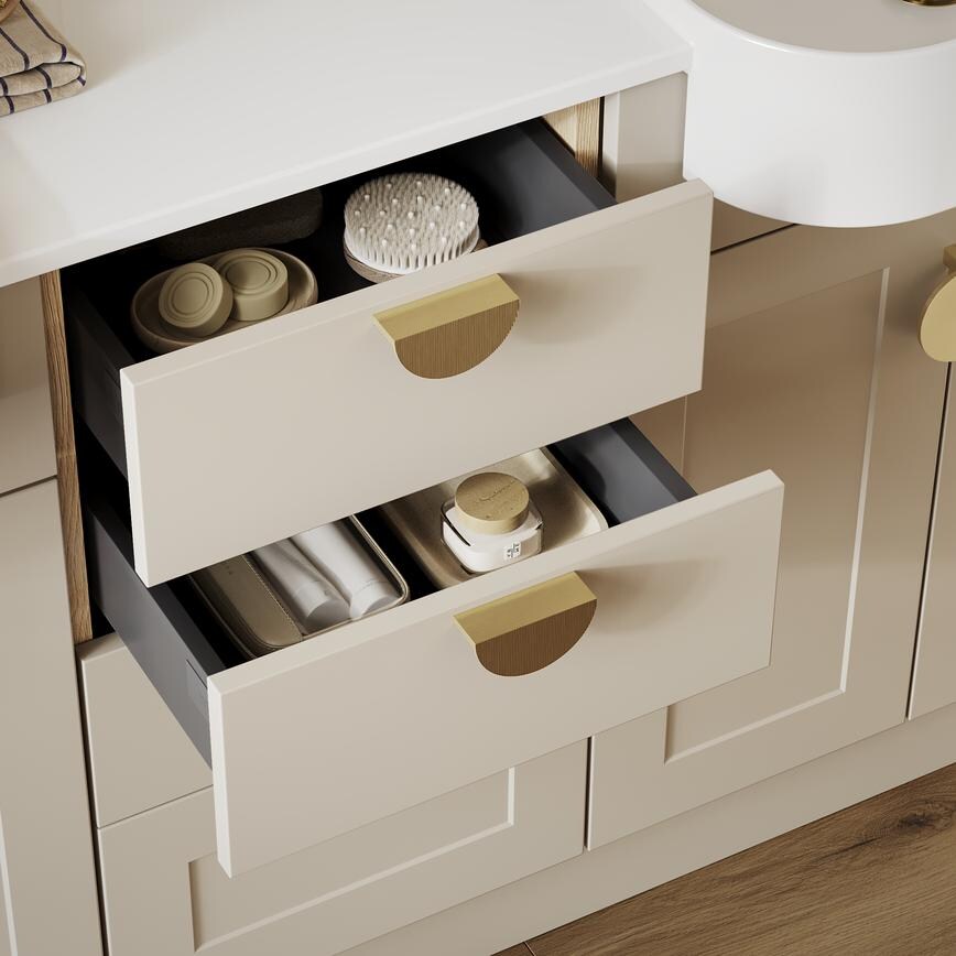 Frome Sandstone Bathroom Open Drawers