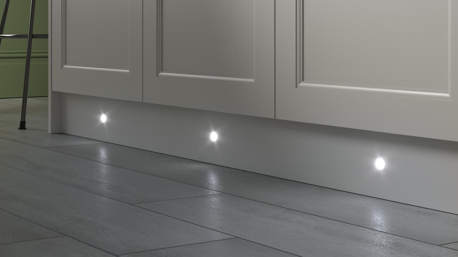 LED Circular Plinth Lights Trio Tone Elmbridge Dove Grey Kitchen Cool
