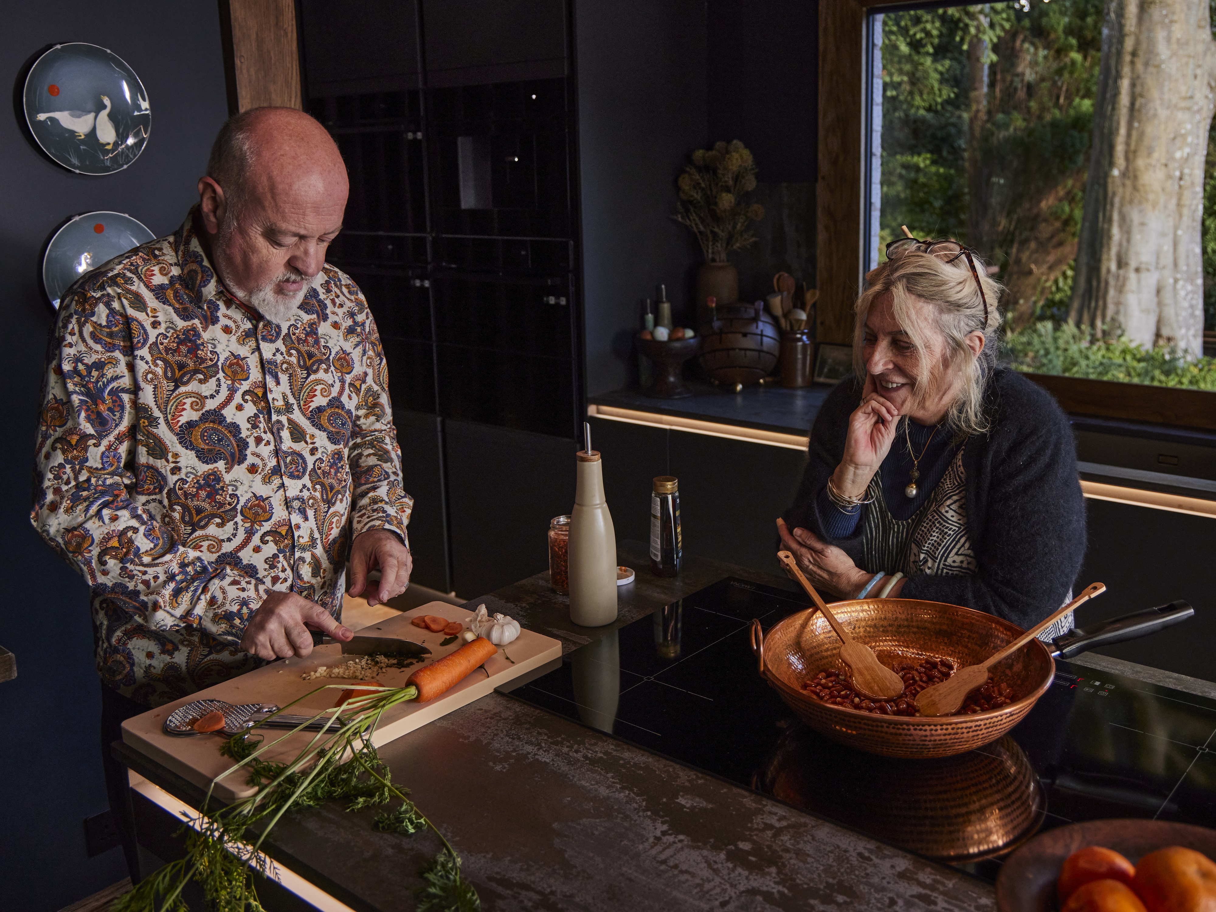 Bill and his wife making a meal