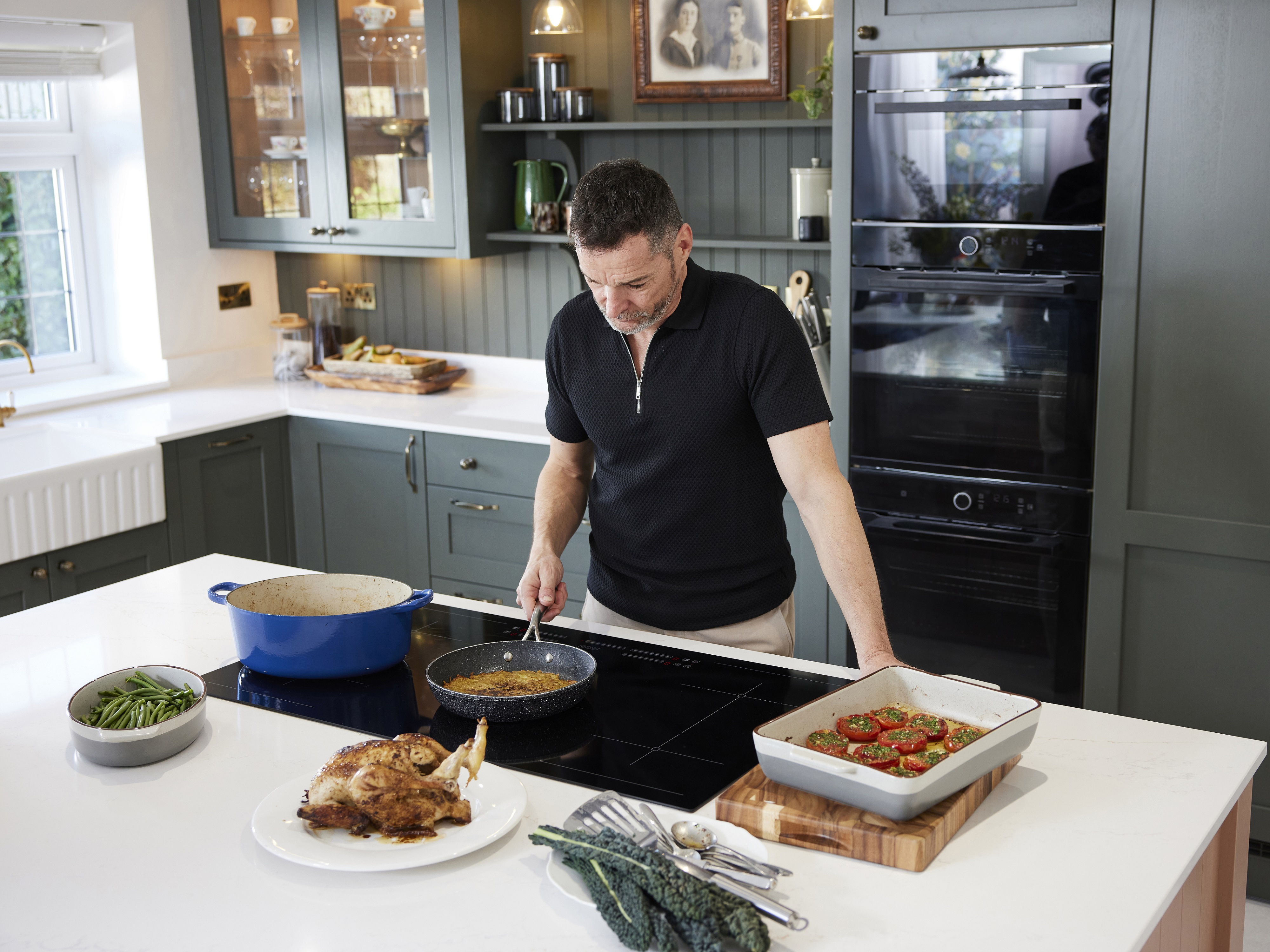 Fred cooking using his new five-zone induction hob