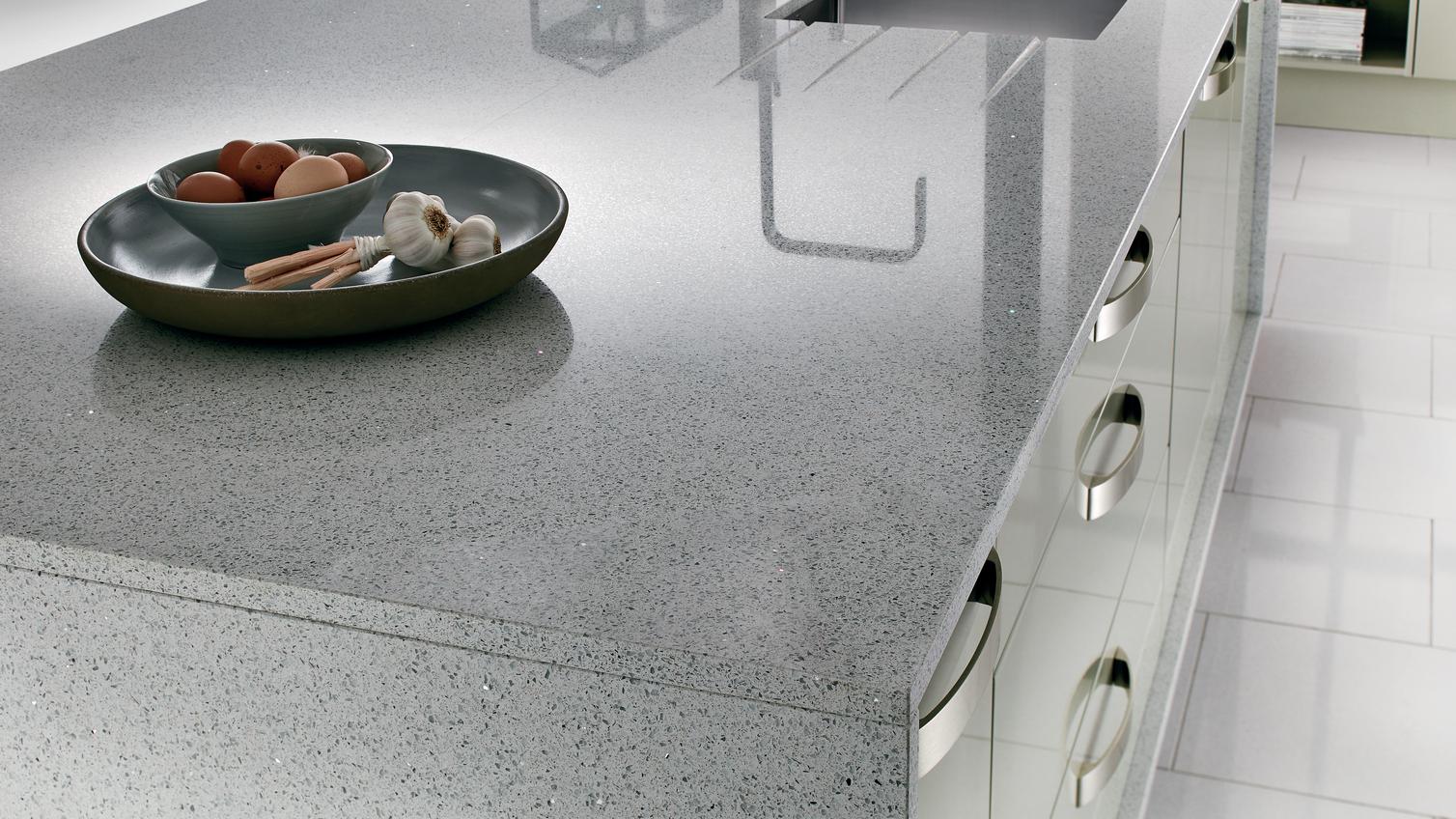 a grey, gloss worktop