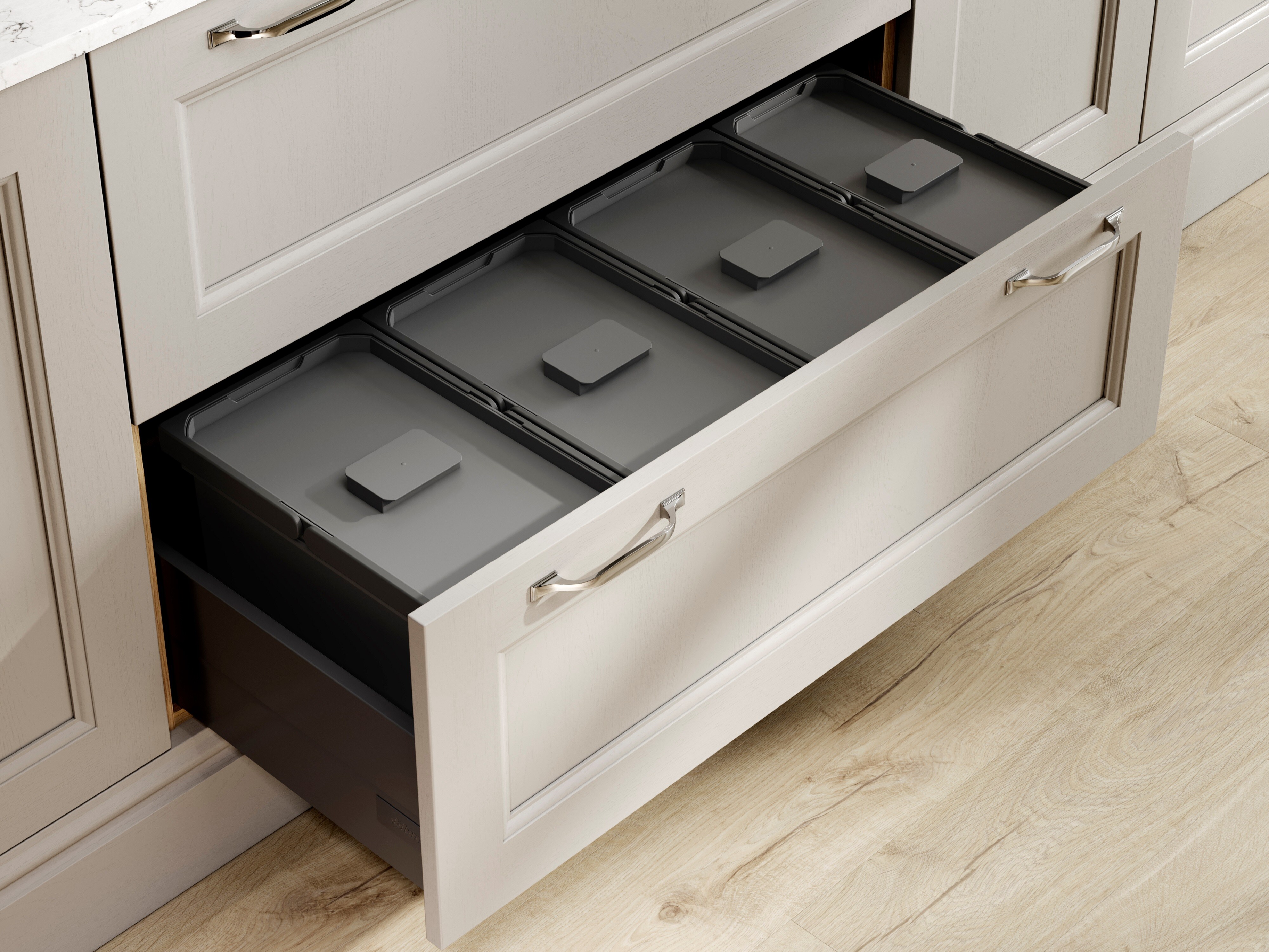 In drawer kitchen bins