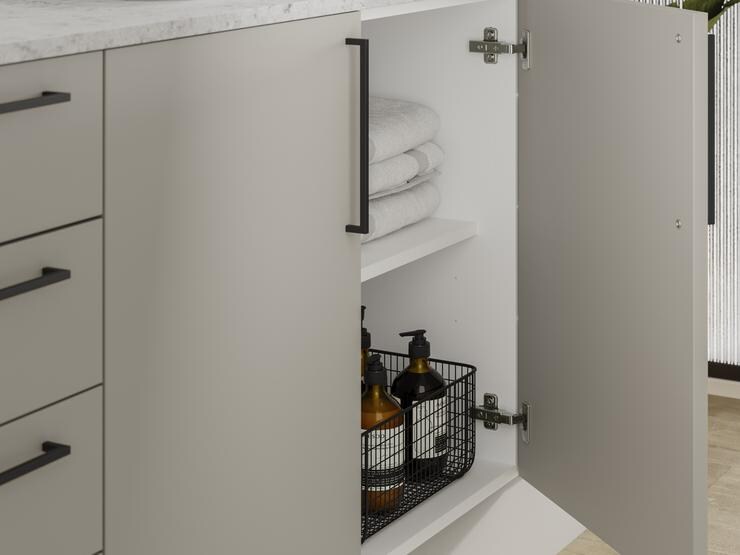 Hockley Super Matt Sandstone Bathroom Door Open
