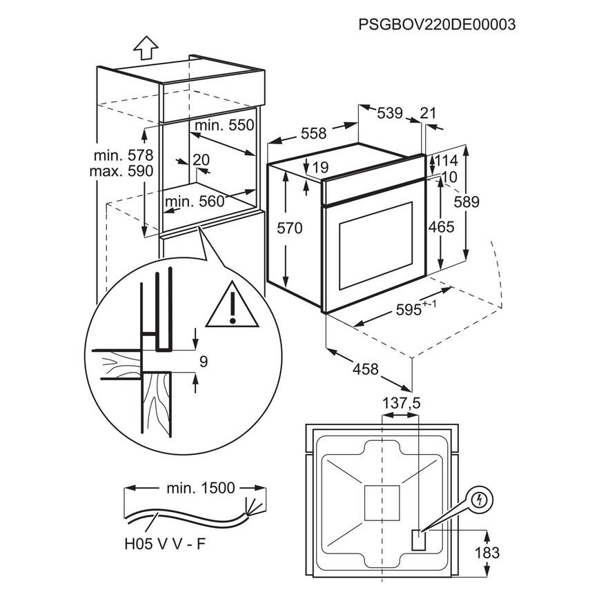 AEG Stainless Steel Fan Oven Sketch