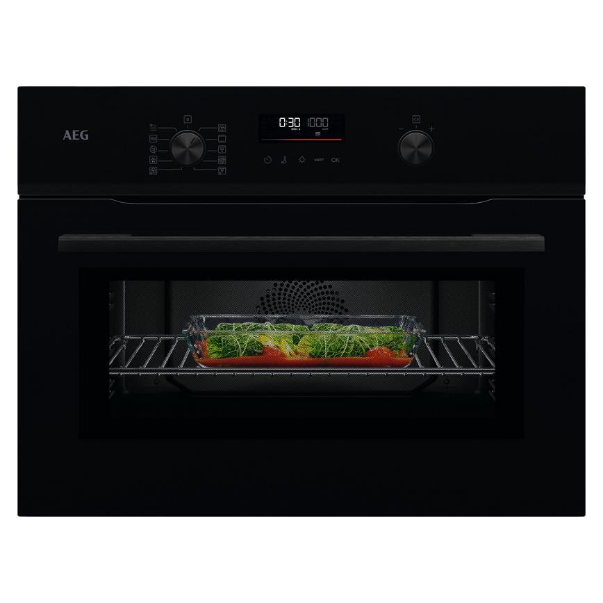 AEG Series 6000 NKK6N501B Built In 45cm Black Multifunction Ovem With Microwave