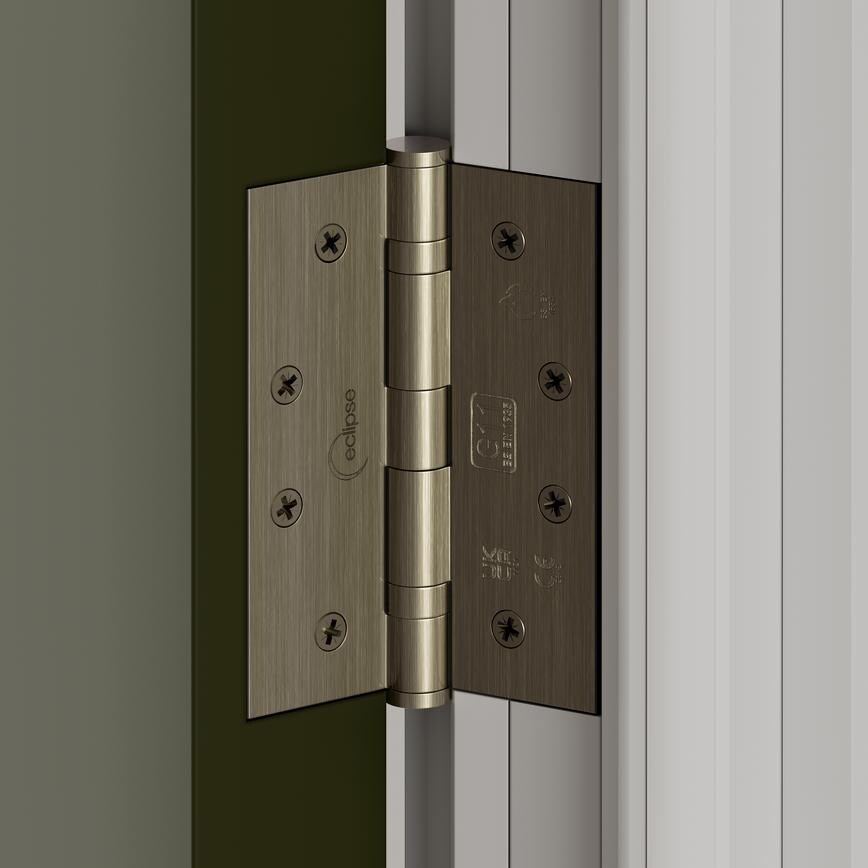 Eclipse Antique Brass 102mm x 76mm Heavy Duty Grade 11 Ball Bearing Fire Rated Butt Hinge Pack of 2