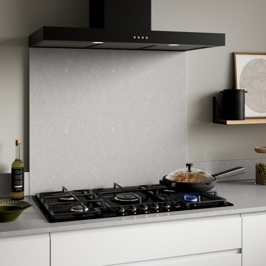 AEG 5 Gas Burner 90cm Glass Hob And T Box Hood Matt Black