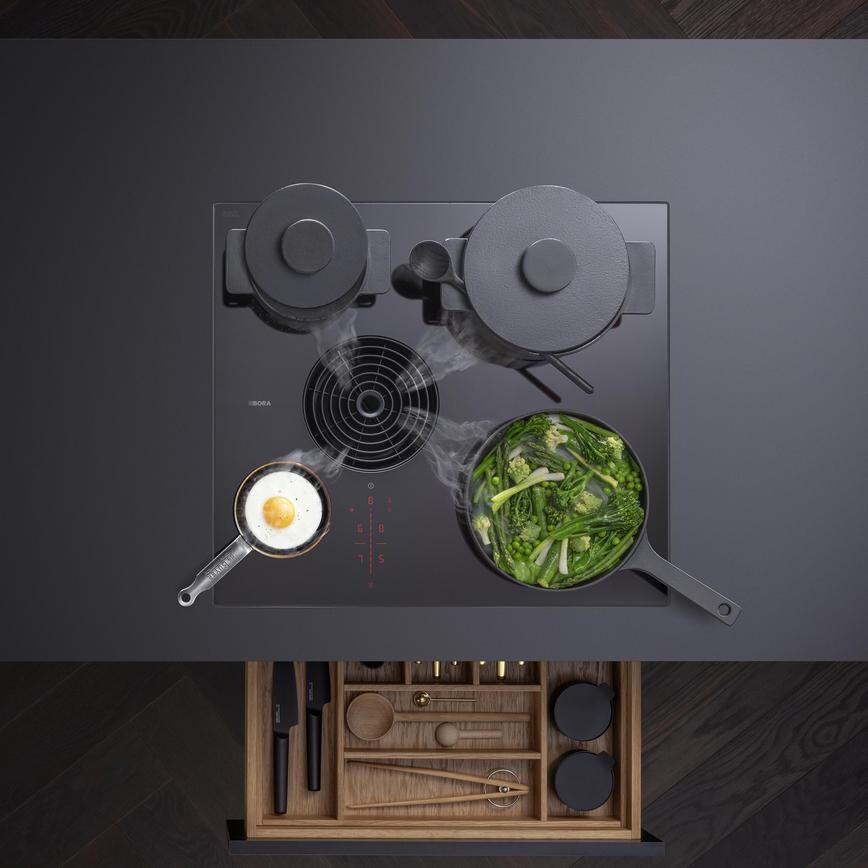 Bora Pure Family PURSU 60cm Black Electric Induction Hob With Extractor