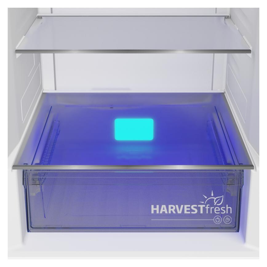 Freestanding 60/ 40 Graphite Frost Free Fridge Freezer Close View of the Fridge Bottom Drawer