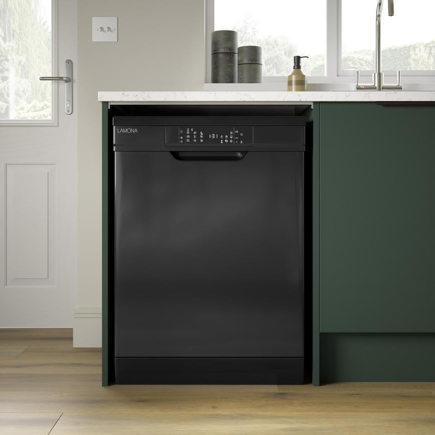 Lamona Black Dishwasher in Hocley Fir Green Door Closed