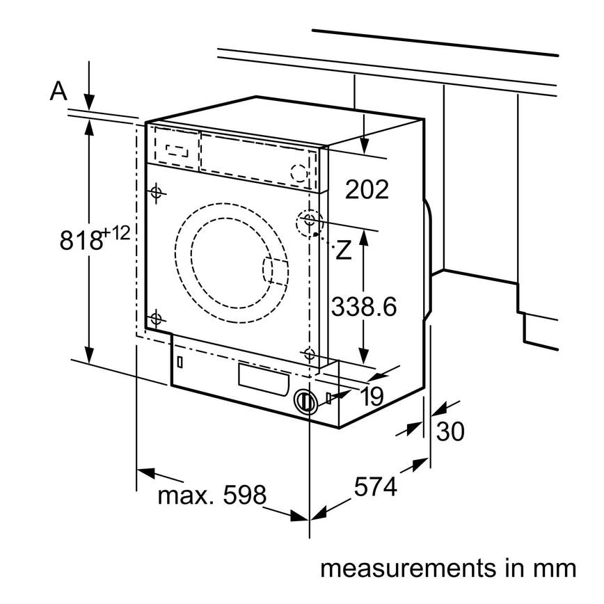 Neff W543BX2GB Integrated 8Kg 1400rpm White Washing Machine Sketch