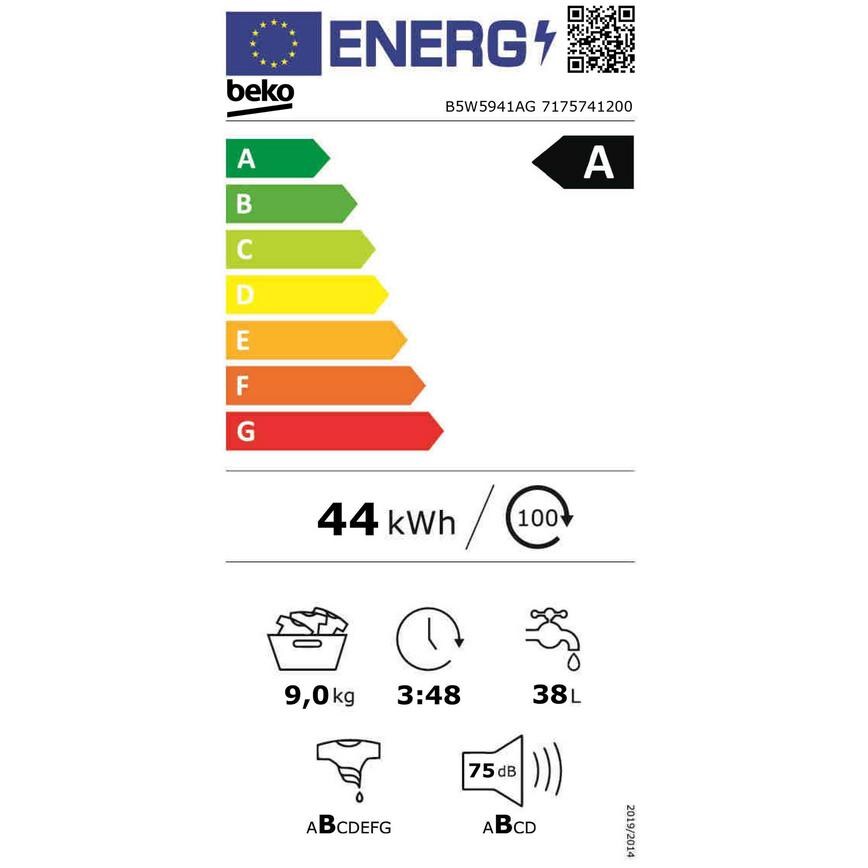 EU Energy Label FBQ8708 B5W5941AG Beko Freestanding Washing Machine