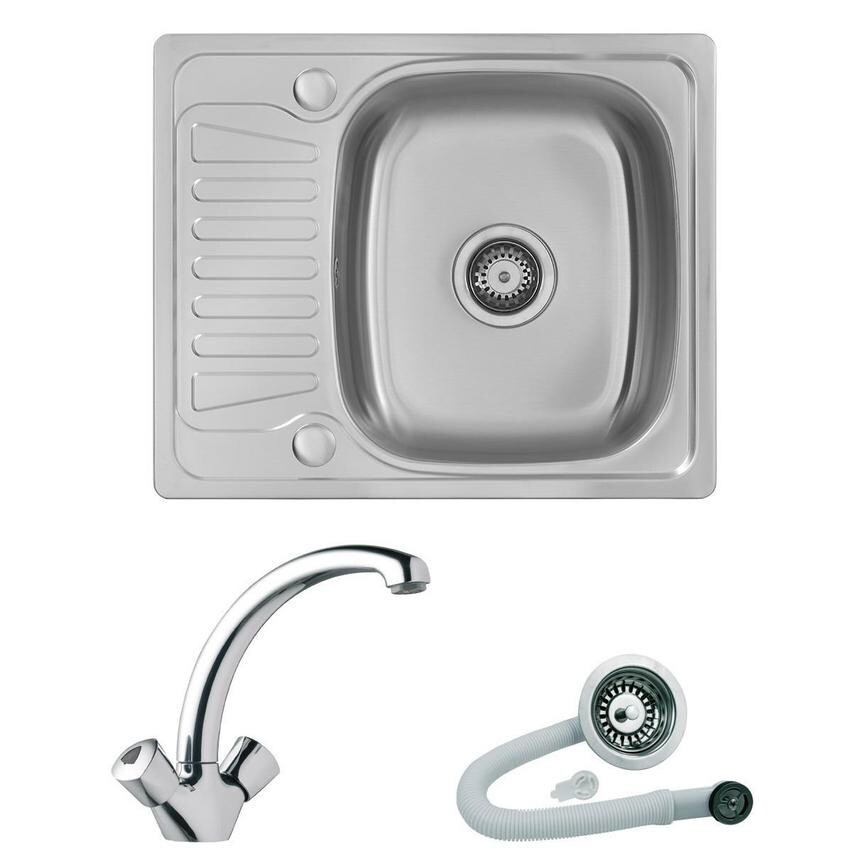 Abberton Square Sink, Waste & Tap Chrome Monobloc Cut Out