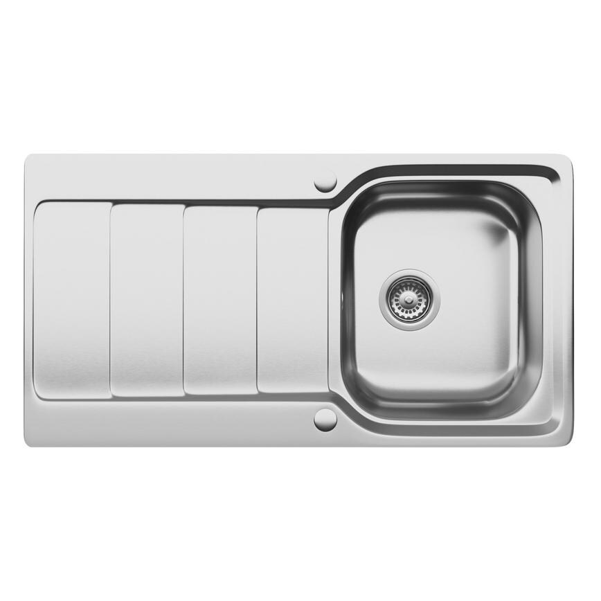 Hollingworth Single Bowl Reversible Inset Stainless Steel Kitchen Sink 