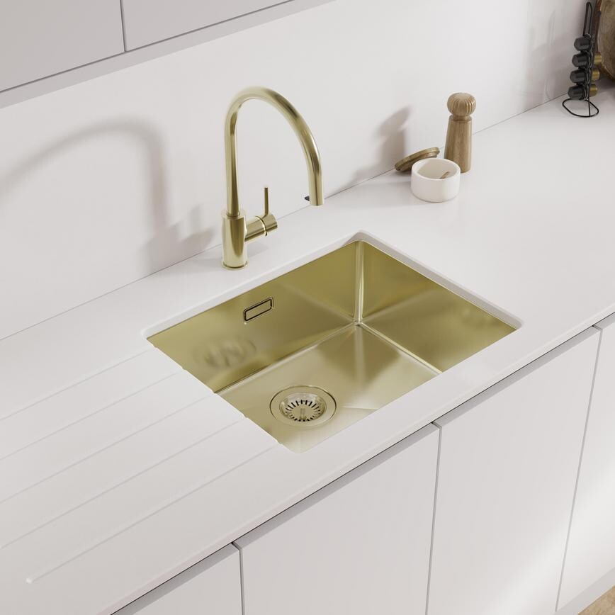  Brushed Brass Sink HockleySM White 