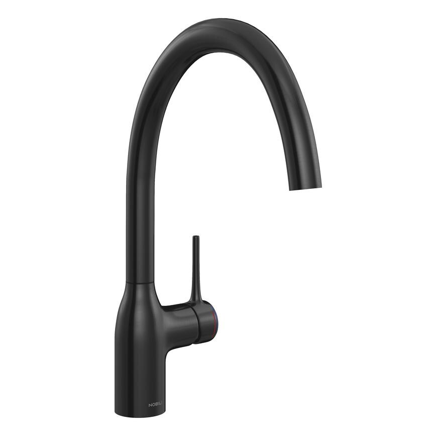 Nobili Mania Matt Black Nickel Swan Neck Kitchen Tap