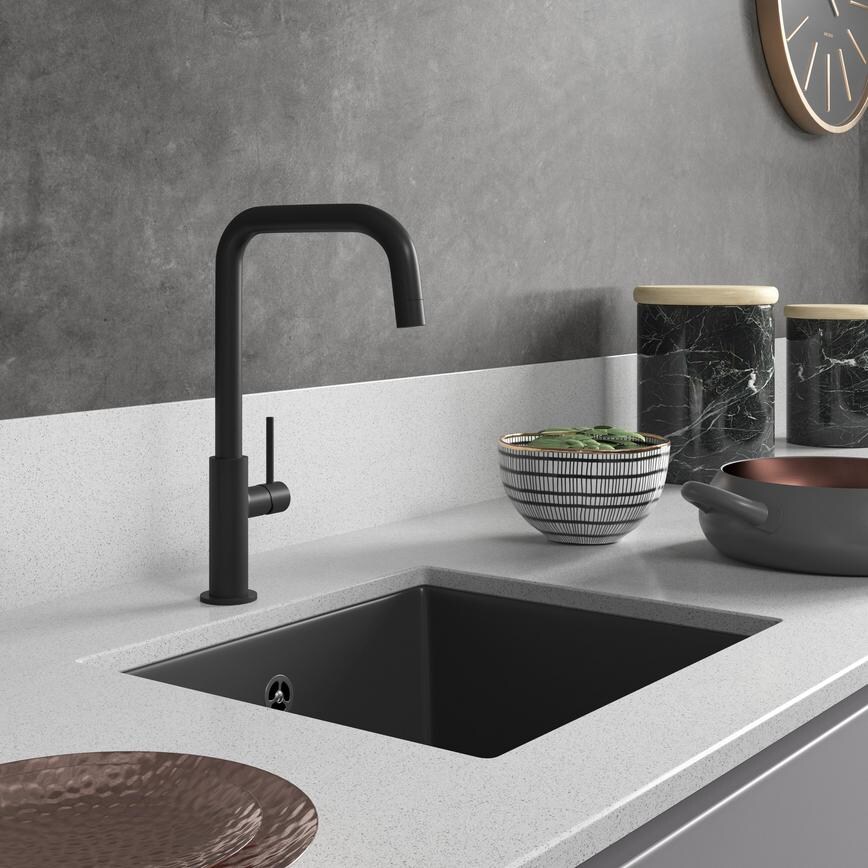 Radstone Matt Black Chrome Right Angled Single Lever Mixer Tap