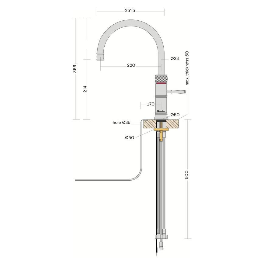 Quooker Classic Fusion Round Line Drawing