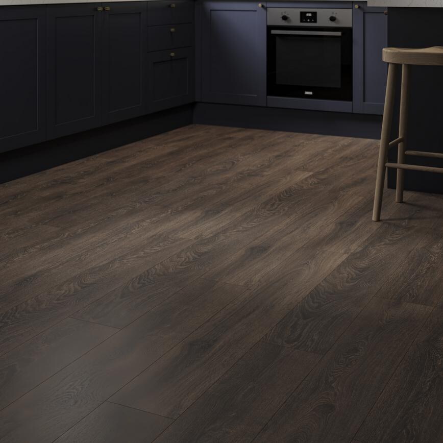 Howdens Professional V Groove Coffee Oak Laminate Flooring 2.22m² Pack in Howdens Kitchen