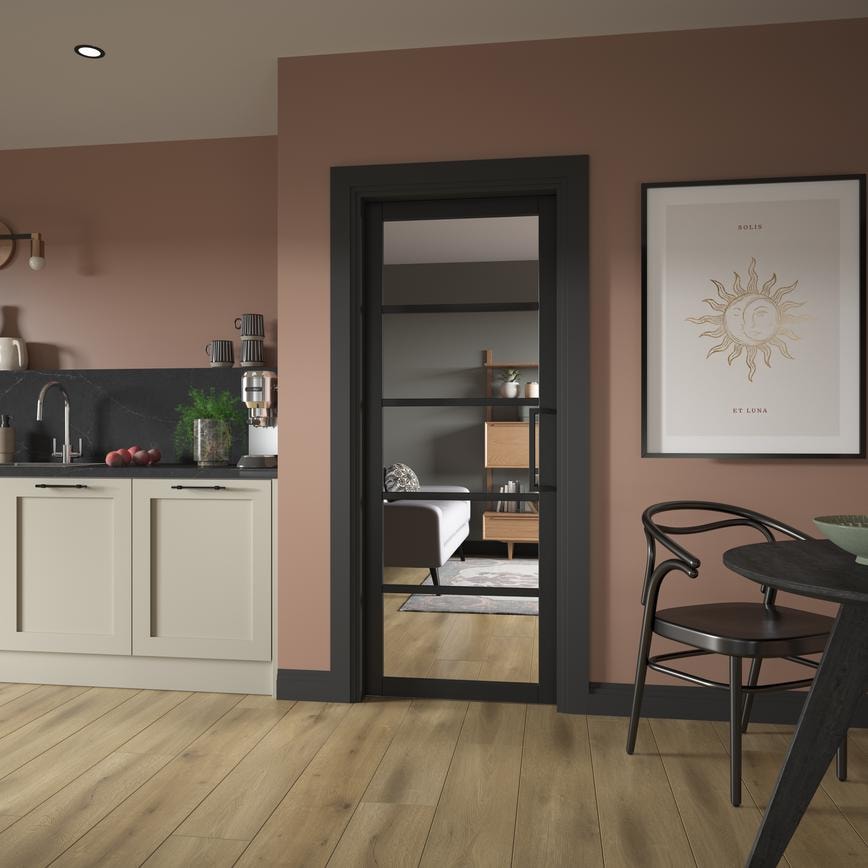Single Lennox Black 2ft6 Glazed Cameo Final