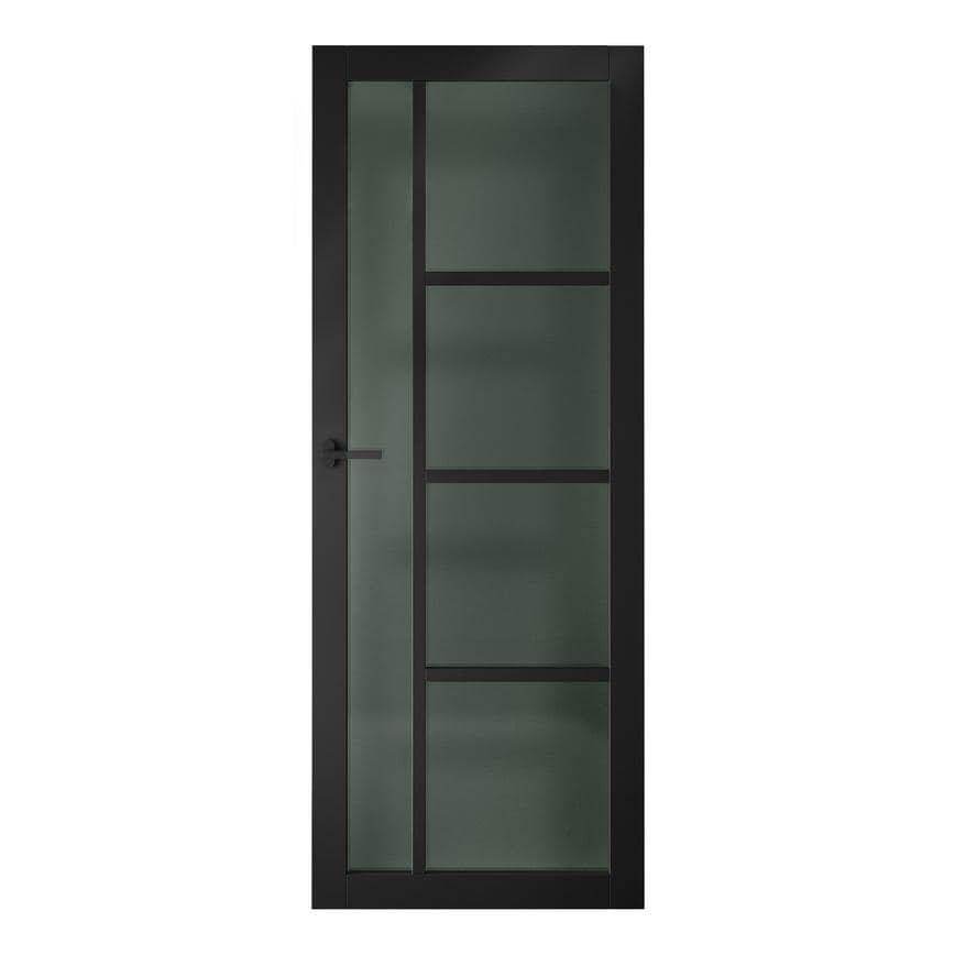 2'6" Harlem Pre-Fnished Black Panel Glazed Door