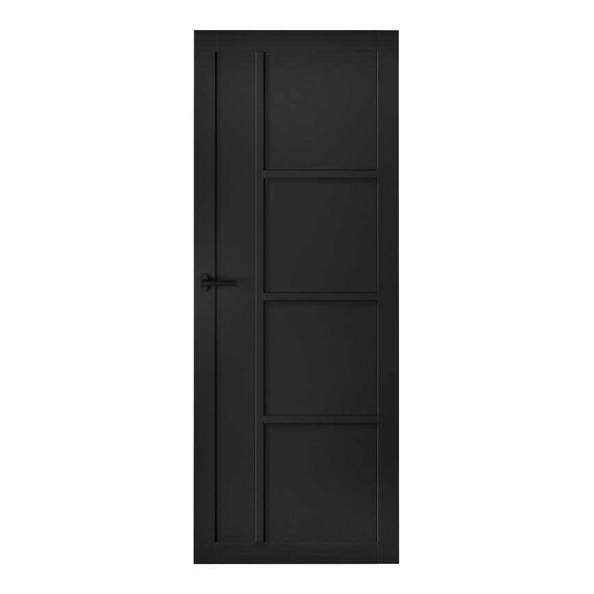 Harlem Pre-Finished Black Panel 2'6" Door with Black Lenox Mitred Slim Handle