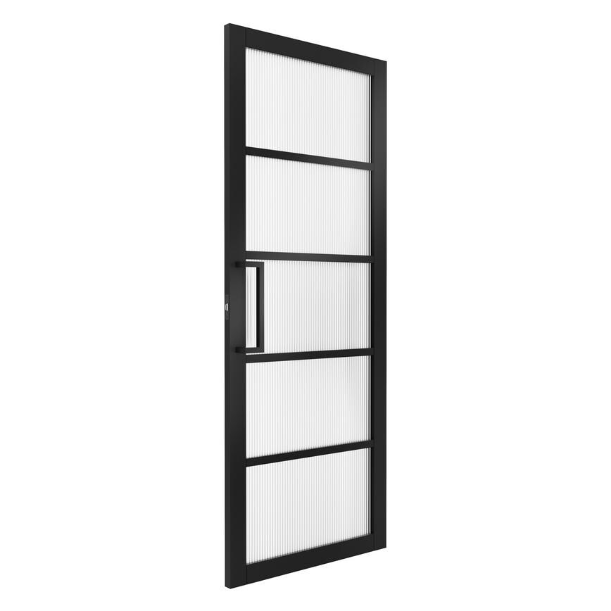 Howdens Lennox Black Pre-Finished Reeded Glazed Door