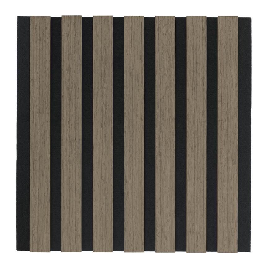 Cheshire Mouldings 2.4m x 600mm Washed Walnut Veneered MDF Acoustic Slatted Wall Panelling Close Up