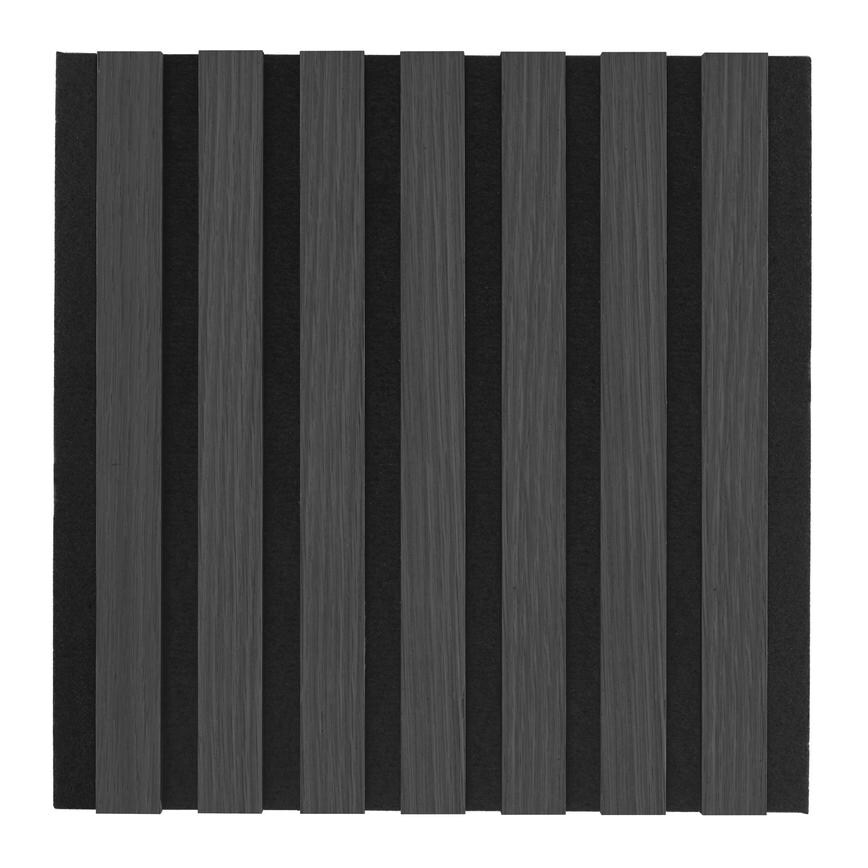 Howdens 2.4m x 600mm Hockley Charcoal Veneered MDF Acoustic Slatted Wall Panelling