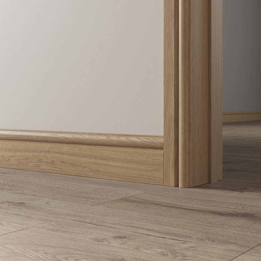 Howdens 4.2m x 119mm Torus Oak Veneered MDF Skirting Board